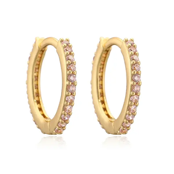 Wholesale Fashion Simple Copper Inlaid Color Diamond Round Ear Clip Earrings Women's Style Ring Light Luxury Earrings Factory Wholesale
