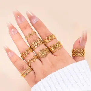 Wholesale PVD Coated Pentagram Geometric 304 Stainless Steel Modern Style Waterproof Non Tarnish Open Ring