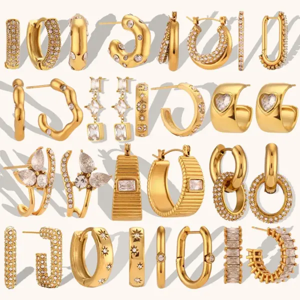 PVD Coated Real Gold Plated Geometric Stainless Steel Waterproof Non Tarnish Earrings Ear Studs