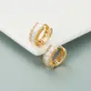 Wholesale Fashion U Shape Inlaid Zircon Alloy Artificial Gemstones Copper Earrings
