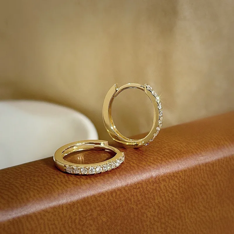 Wholesale 1 Pair Elegant Simple Style Geometric Plating Copper Zircon Hoop Earrings
