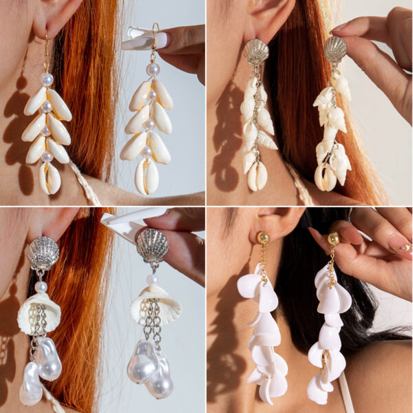 Wholesale European and American Cross-border Personality Bohemian Shell Conch Earrings Starfish Pendant Beach Wind Long Earrings Jewelry