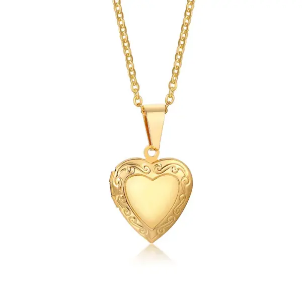 Wholesale Jewelry Simple Style Heart Shape 201 Stainless Steel Zircon 18K Gold Plated Plating Stainless Steel Necklaces