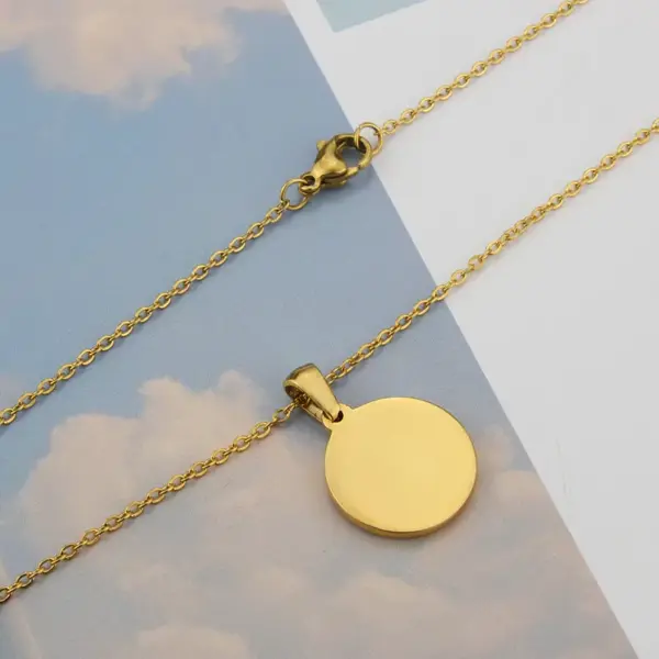 Wholesale Jewelry Simple Style Round Letter Titanium Steel Shell 18K Gold Plated Plating Necklace