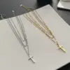 Wholesale Vacuum Plating Real Gold Plated 14K Gold Gold Plating Silver Plated Cross 304 Stainless Steel Fashion Waterproof Non Tarnish Titanium Steel Necklace