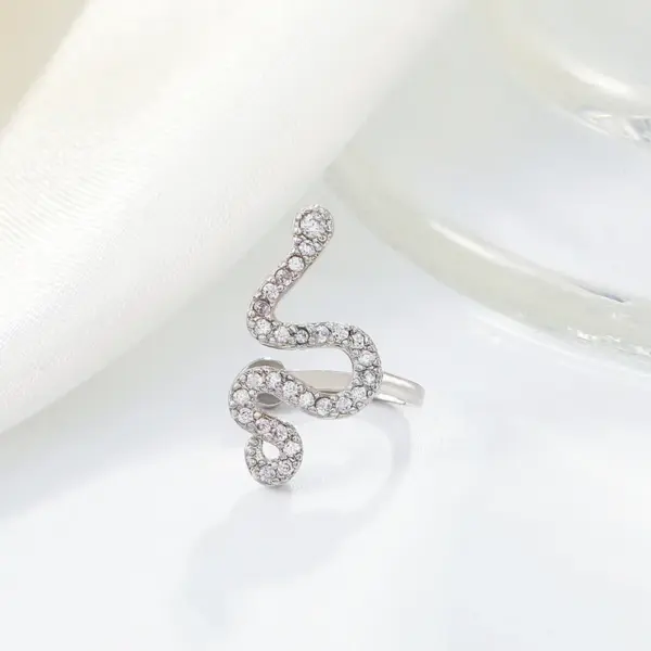 Wholesale Simple Style Snake Copper Ear Clips Plating Zircon Copper Earrings