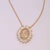 Wholesale 304 Stainless Steel Copper Round Virgin Mary Water Plating Zircon 18K Gold Plated Hip-Hop Punk Plating Inlay Snake Chain Gold Pendant Necklace