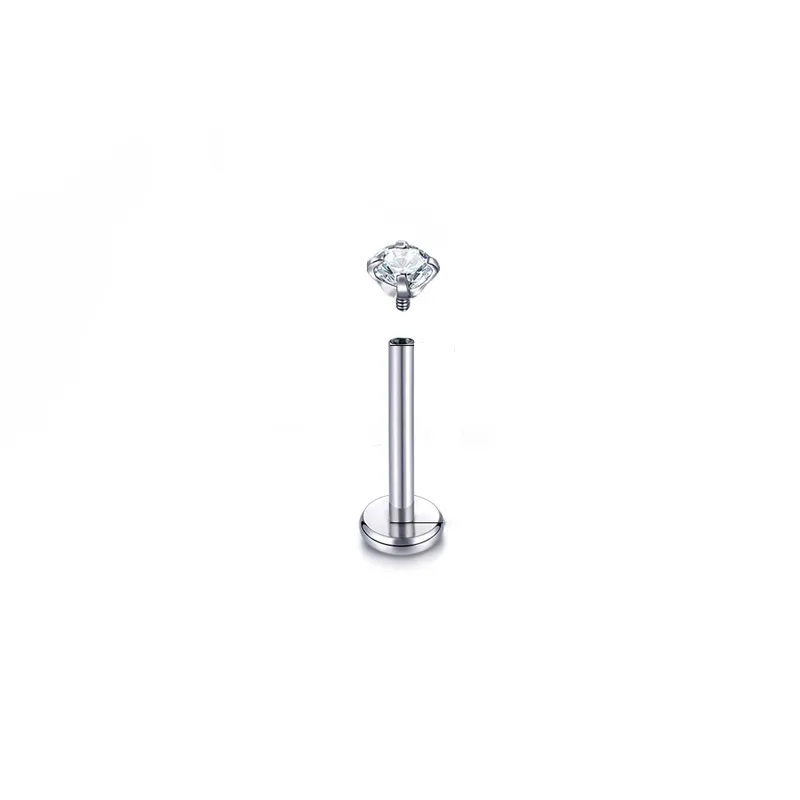 Wholesale 1 Piece Titanium Alloy Zircon Simple Style Lip Rings Geometric Inlay Lip Rings Ear Cartilage Rings & Studs