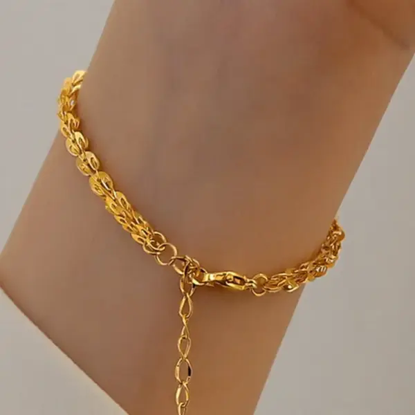 Wholesale PVD Coated 18K Gold Plated Solid Color Stainless Steel Glam Solid Color Waterproof Non Tarnish 304 Stainless Steel Bracelets