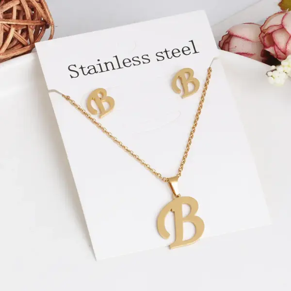 Wholesale Classic Style Letter Stainless Steel Alloy Plating Earrings Necklace