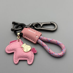 Pink flocking rope + waist buckle + pink pony