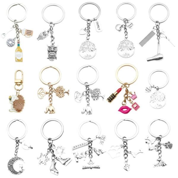 Wholesale Cross-border Amazon New Ancient Silver Drop Oil Key Accessories Creative Bag Keychain Jewelry Pendant Factory