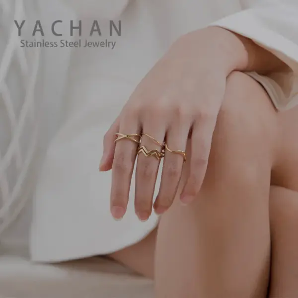 PVD Coated 18K Gold Real Gold Plated Geometric 304 Stainless Steel Waterproof Non Tarnish