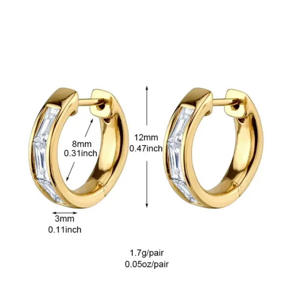 Wholesale 1 Pair Shiny Round Rectangle Plating Inlay Copper Zircon White Gold Plated Gold Plated Earrings