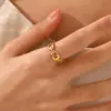 oly-dd40d2e8775ef849446f2952829adfc6 Wholesale PVD Coated 18K Gold Plated Geometric 304 Stainless Steel Classic Style Waterproof Non Tarnish Open Ring