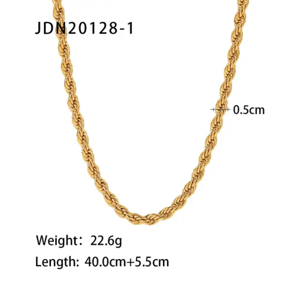 Wholesale Jewelry Simple Style Twist Stainless Steel Titanium Steel PVD Coated Plating Necklace