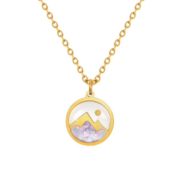 PVD Coated Real Gold Plated 18K Gold Mountain 201 Stainless Steel Elegant Simple Style Streetwear Waterproof Non Tarnish 201 Stainless Steel Pendant Necklace
