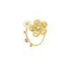 Wholesale PVD Coated Real Gold Plated 18K Gold Flower 304 Stainless Steel Elegant Waterproof Non Tarnish Rings