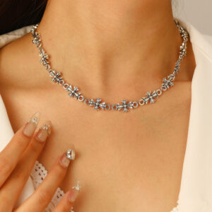 02 antique silver necklace s60 (star pattern)