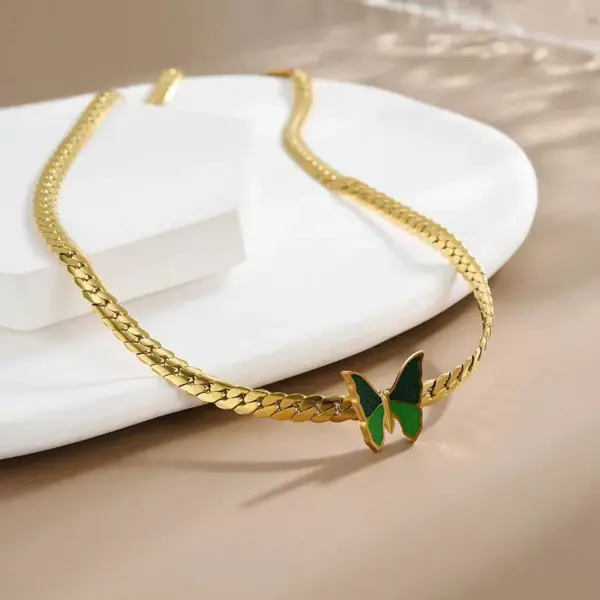 Wholesale Retro Butterfly 304 Stainless Steel 18K Gold Plated Acrylic Stainless Steel Bracelets In Bulk