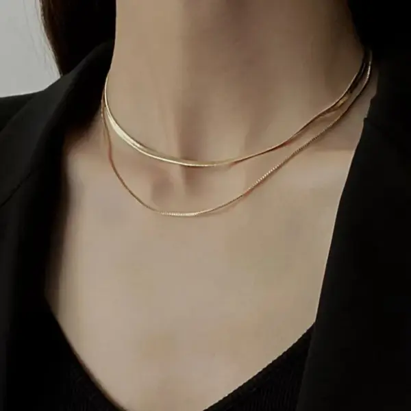 Wholesale Simple Style Geometric Solid Color Titanium Steel Necklace 1 Piece
