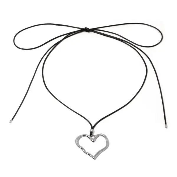 Wholesale Jewelry IG Style Heart Shape Stainless Steel 18K Gold Plated PVD Coated Cord String Necklace