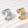Wholesale PVD Coated Real Gold Plated 18K Gold Geometric 304 Stainless Steel Basic Waterproof Non Tarnish Open Rings
