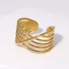 Wholesale PVD Coated Real Gold Plated 18K Gold Geometric 304 Stainless Steel Basic Waterproof Non Tarnish Open Rings