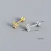 1 Pair 925 Sterling Silver Zircon Geometric Ear Studs