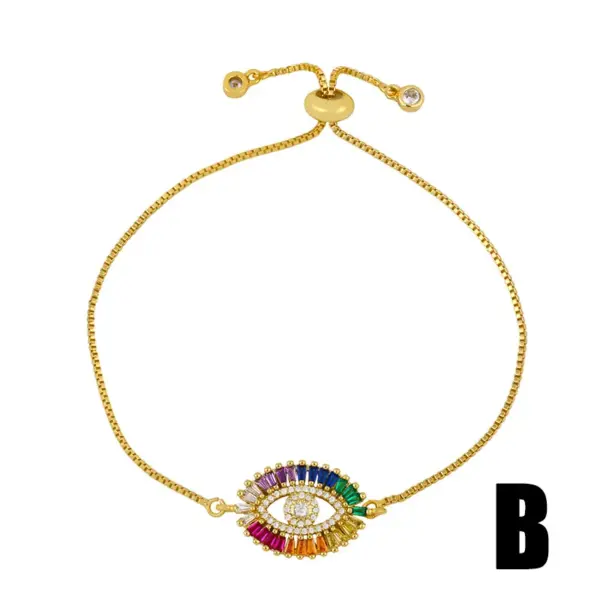 Copper Plating Devil'S Eye Artificial Gemstones Copper Bracelets