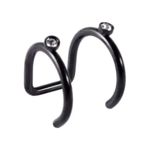 White Diamond Black Double Layers Ear Clip 1.2x8mm