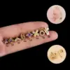 1 Piece 316L Stainless Steel Copper Zircon Ear Cartilage Rings & Studs Flower Butterfly Fish Tail Waterproof Non Tarnish Surgical Steel