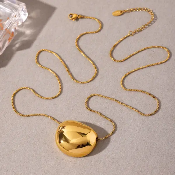 Wholesale PVD Coated Real Gold Plated Solid Color 304 Stainless Steel Simple Style Classic Style Waterproof Non Tarnish 304 Stainless Steel Pendant Necklace