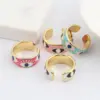 Wholesale Fashion Devil's Eye Copper Open Ring Inlay Resin Copper Rings