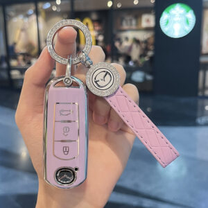 Mazda A- Smart 3 Key [Purple Single Shell] + Car Label Leather Rope