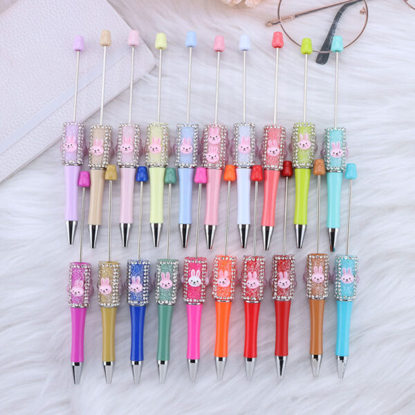 Wholesale DIY white rabbit sugar beaded pen cute rabbit dream rabbit dream beaded ball beaded pen manufacturers