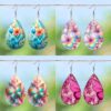 Wholesale Cross Border Bright Colorful Flower Pattern Double Sided PU Leather Earrings Lightweight for Mother's Day Gift