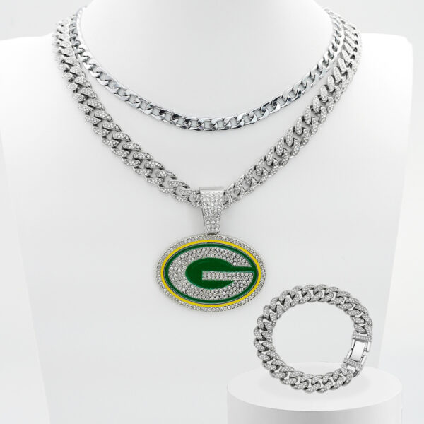 Wholesale Punk hip-hop letter G round diamond necklace and bracelet set