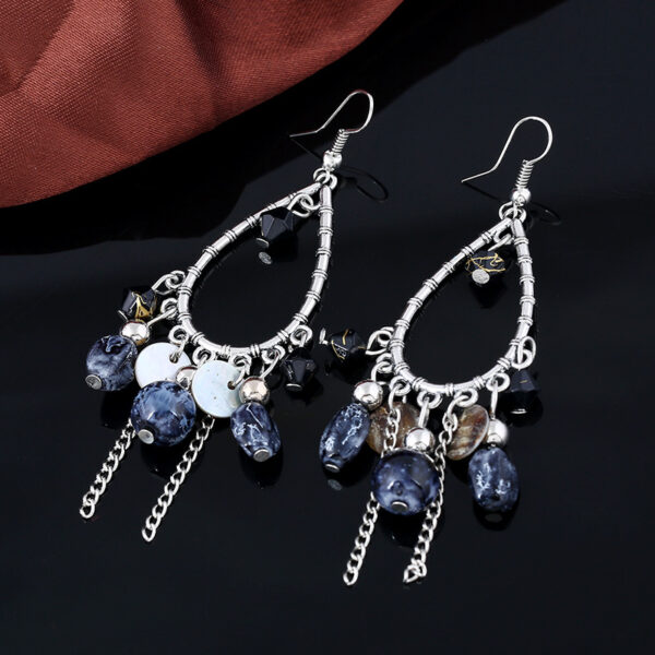 Wholesale European and American Popular Handmade Creative Vintage Carved Earrings Water Drop Beads Tassel Ear Hook Earrings Earrings Stud