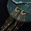 PVD Coated Real Gold Plated Geometric Tassel Titanium Steel Fashion Waterproof Non Tarnish Drop Earrings