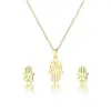 Wholesale European And American Couple Necklace Stainless Steel Simple Hollow Palm Necklace Earring Set