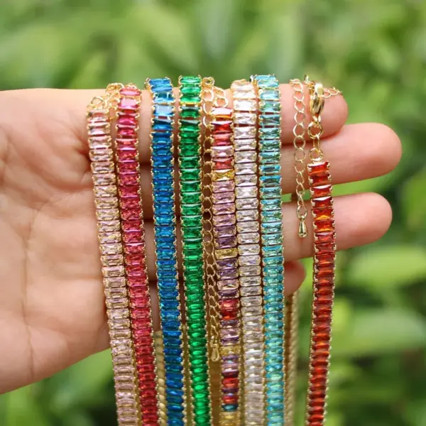 Wholesale New White Color Zircon Crystal Inlaid Copper Necklace Jewelry Adjustable