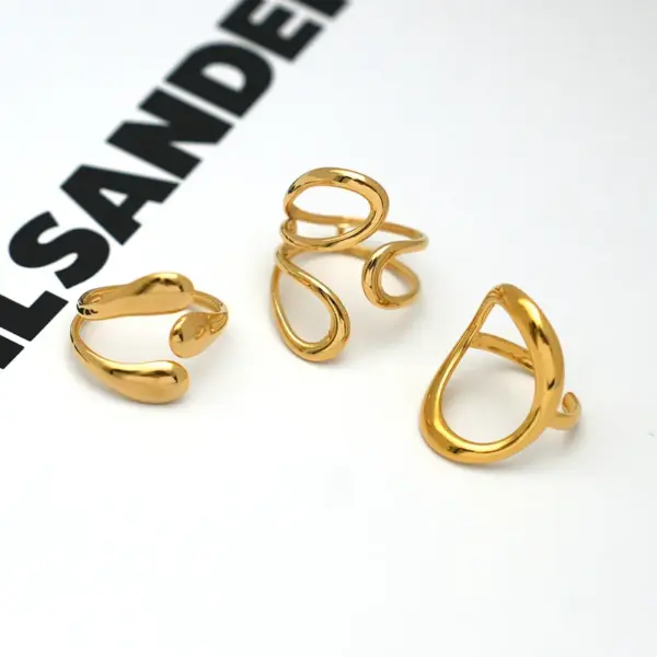 PVD Coated Real Gold Plated 18K Gold Geometric 304 Stainless Steel IG Style Casual Simple Style Waterproof Non Tarnish Open Rings