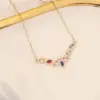 Wholesale Stainless Steel Rainbow Flower PVD Coated Zircon 18K Gold Real Gold Plated Cute Waterproof Non Tarnish Cable Chain Colorful Necklace