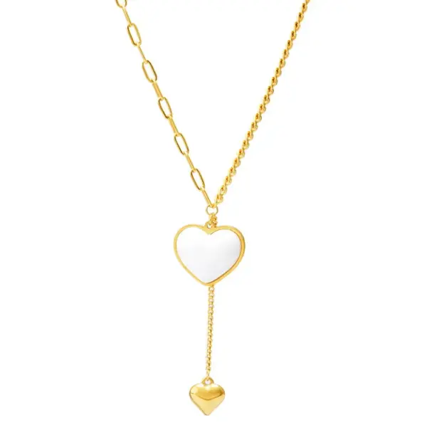 Wholesale Jewelry Fashion Heart Shape 304 Stainless Steel Artificial Pearls 18K Gold Plated Inlay Stainless Steel Jewelry Sets
