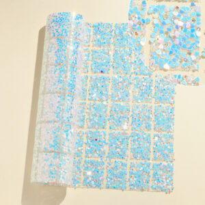27 light lake blue and white love sequin style / Geometric special-shaped resin hot-melt adhesive tape [whole piece 24*40cm, small square 3*4cm]
