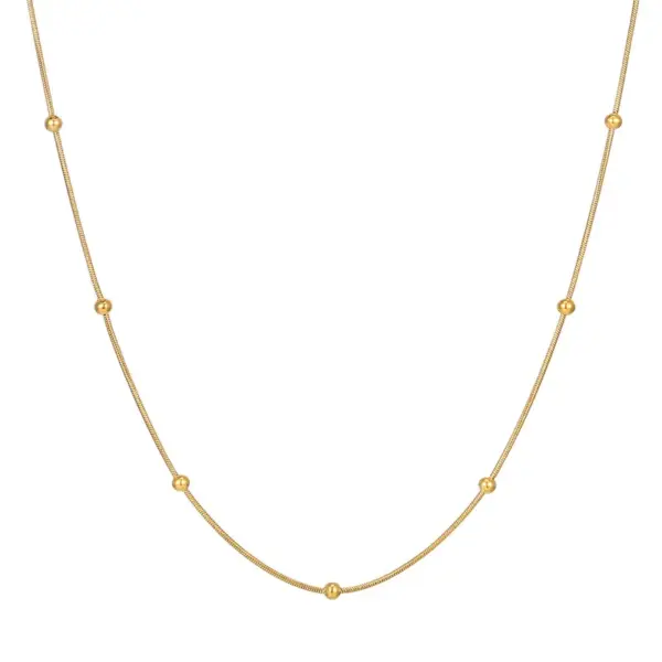 Wholesale PVD Coated Real Gold Plated 18K Gold Solid Color 304 Stainless Steel Simple Style Commute Waterproof Non Tarnish 304 Stainless Steel Necklace