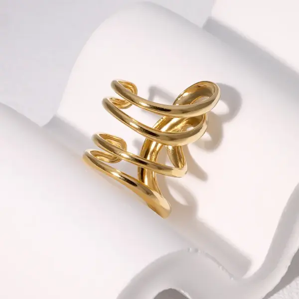 PVD Coated Real Gold Plated 18K Gold Irregular 304 Stainless Steel Modern Style Simple Style IG Style Waterproof Non Tarnish Open Rings