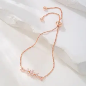 Wholesale Elegant Lady Geometric Copper 18k Gold Plated Zircon Bracelets In Bulk
