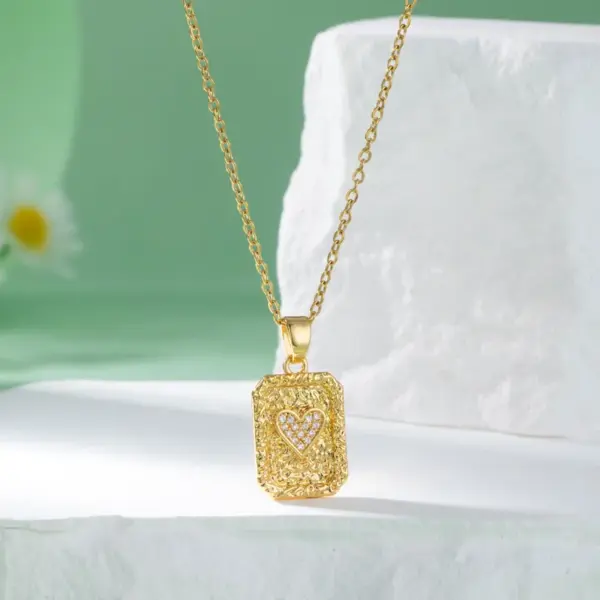 Wholesale Water Plating Vacuum Plating Real Gold Plated 18K Gold Heart Shape Flower Bow Knot 304 Stainless Steel Titanium Steel Elegant Artistic Waterproof Non Tarnish 201 Stainless Steel Pendant Necklace